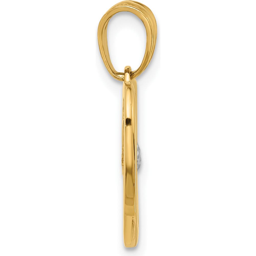14K Yellow Gold Diamond-Cut Heart Arrow Pendant with Rhodium Accents by Oro Pregiato