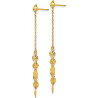 14K Yellow Gold Diamond-Cut Heart Dangle Earrings - 52mm Length by 0