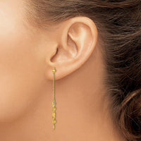 14K Yellow Gold Diamond-Cut Heart Dangle Earrings - 52mm Length by 0