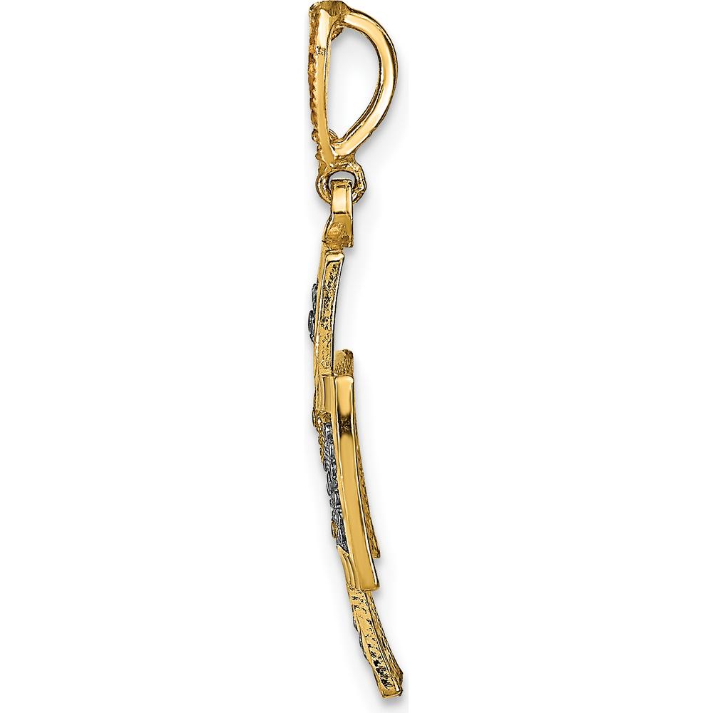 14K Yellow Gold Diamond-Cut Heart Maltese Cross Pendant - Polished Finish by Oro Pregiato
