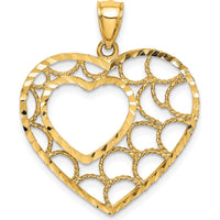 14K Yellow Gold Diamond-Cut Heart Pendant - 24mm by Oro Pregiato
