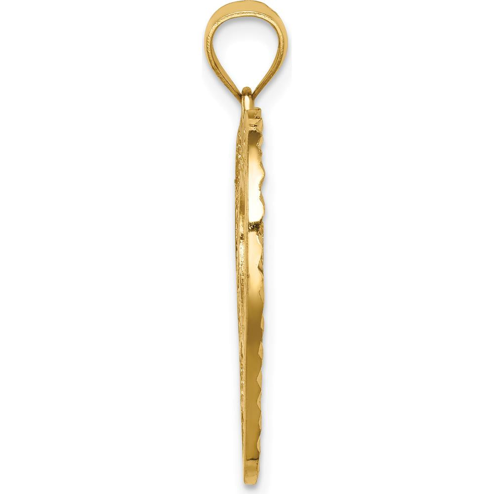 14K Yellow Gold Diamond-Cut Heart Pendant - 24mm by Oro Pregiato