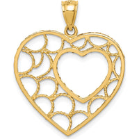 14K Yellow Gold Diamond-Cut Heart Pendant - 24mm by Oro Pregiato