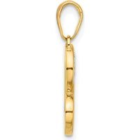 14K Yellow Gold Diamond-Cut Heart Pendant with Rhodium Accents - Elegant Love Symbol by Oro Pregiato