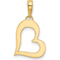 14K Yellow Gold Diamond-Cut Heart Pendant with Rhodium Accents - Elegant Love Symbol by Oro Pregiato
