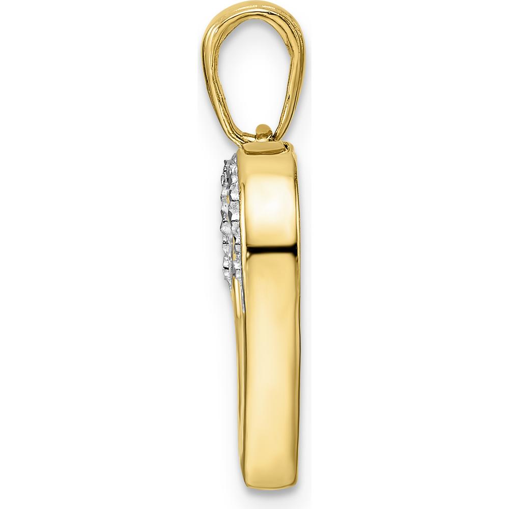 14K Yellow Gold Diamond-Cut Heart Pendant with Rhodium Accents - Timeless Love Statement by Oro Pregiato