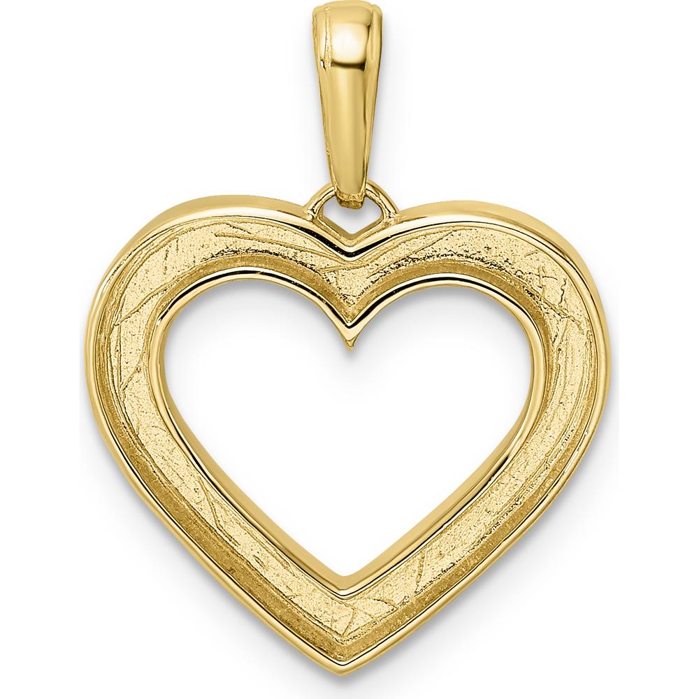 14K Yellow Gold Diamond-Cut Heart Pendant with Rhodium Accents - Timeless Love Statement by Oro Pregiato