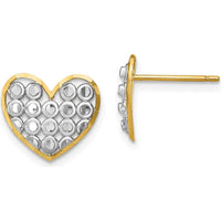 14K Yellow Gold Diamond-Cut Heart Post Earrings - Polished Finish by 0