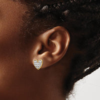 14K Yellow Gold Diamond-Cut Heart Post Earrings - Polished Finish by 0