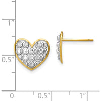 14K Yellow Gold Diamond-Cut Heart Post Earrings - Polished Finish by 0