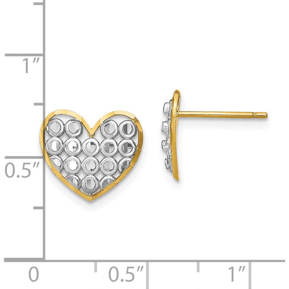 14K Yellow Gold Diamond-Cut Heart Post Earrings - Polished Finish by 0
