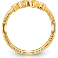 14K Yellow Gold Diamond-Cut Hearts Ring with White Rhodium Accents - Polished Finish by 0