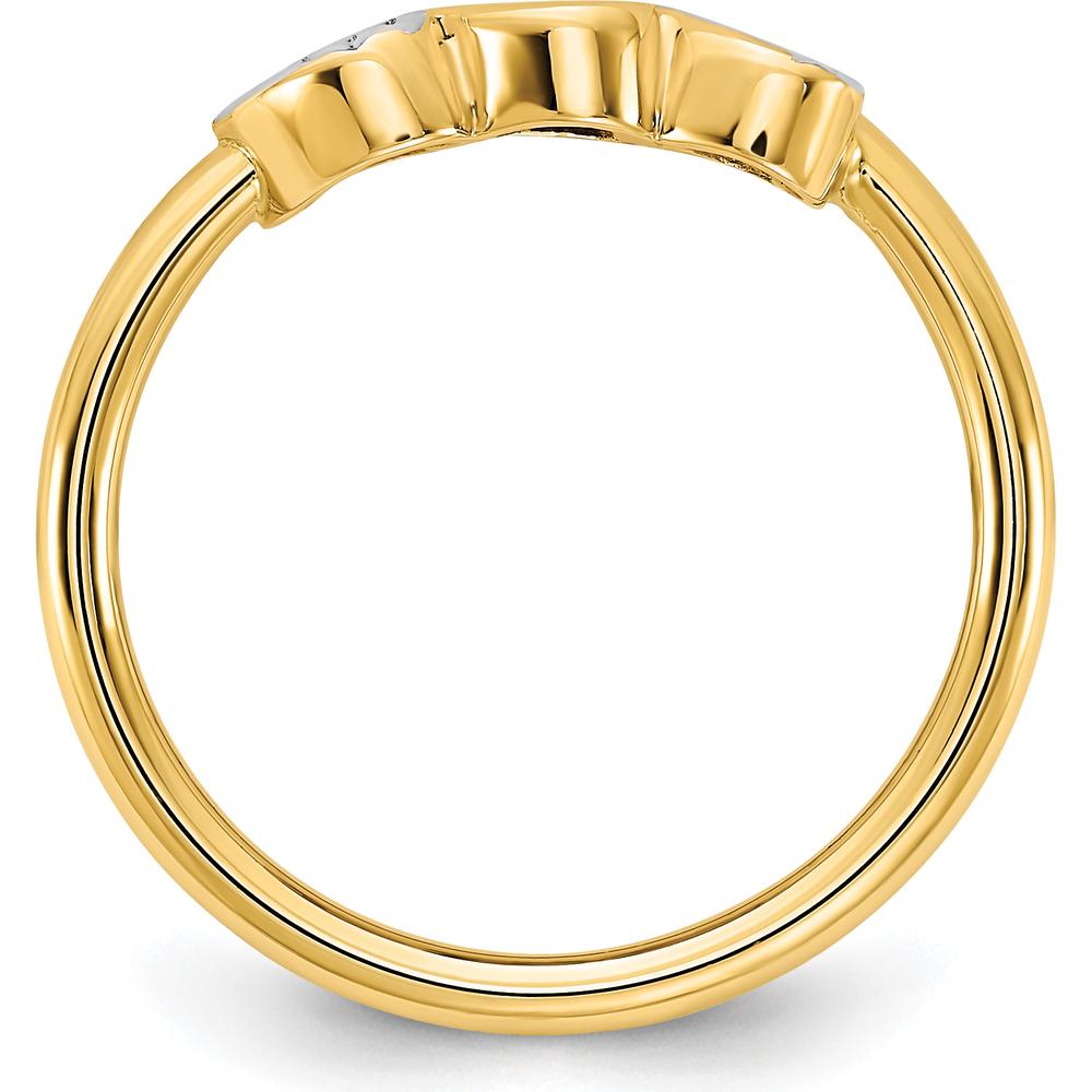 14K Yellow Gold Diamond-Cut Hearts Ring with White Rhodium Accents - Polished Finish by 0