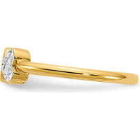 14K Yellow Gold Diamond-Cut Hearts Ring with White Rhodium Accents - Polished Finish by 0