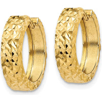 14K Yellow Gold Diamond-Cut Hinged Hoop Earrings - 12mm Length, 15.7mm Width by Oro Pregiato