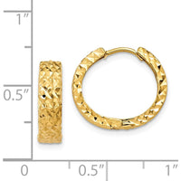 14K Yellow Gold Diamond-Cut Hinged Hoop Earrings - 12mm Length, 15.7mm Width by Oro Pregiato