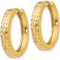 14K Yellow Gold Diamond-Cut Hinged Hoop Earrings - 15mm Length by Oro Pregiato