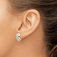 14K Yellow Gold Diamond-Cut Hinged Hoops Earrings with Rhodium Plating by Oro Pregiato