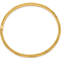 14K Yellow Gold Diamond-Cut Hinged Oval Bangle Bracelet - 6.50mm Width by Oro Pregiato