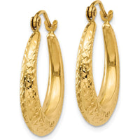 14K Yellow Gold Diamond-Cut Hollow Hoop Earrings - 22mm Length by 0