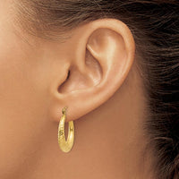 14K Yellow Gold Diamond-Cut Hollow Hoop Earrings - 22mm Length by 0
