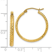 14K Yellow Gold Diamond-cut Hollow Hoop Earrings - 25mm Length, 2.8mm Thickness by 0