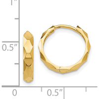 14K Yellow Gold Diamond-cut Hoop Earrings - 14mm Length by 0