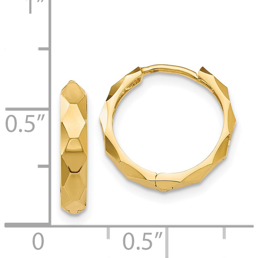 14K Yellow Gold Diamond-cut Hoop Earrings - 14mm Length by 0