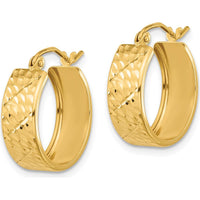 14K Yellow Gold Diamond-Cut Hoop Earrings - 17.82mm Length by 0