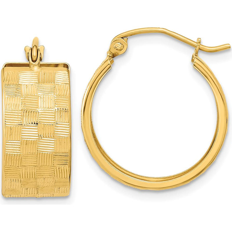 14K Yellow Gold Diamond-Cut Hoop Earrings - 19.31mm Length by 0