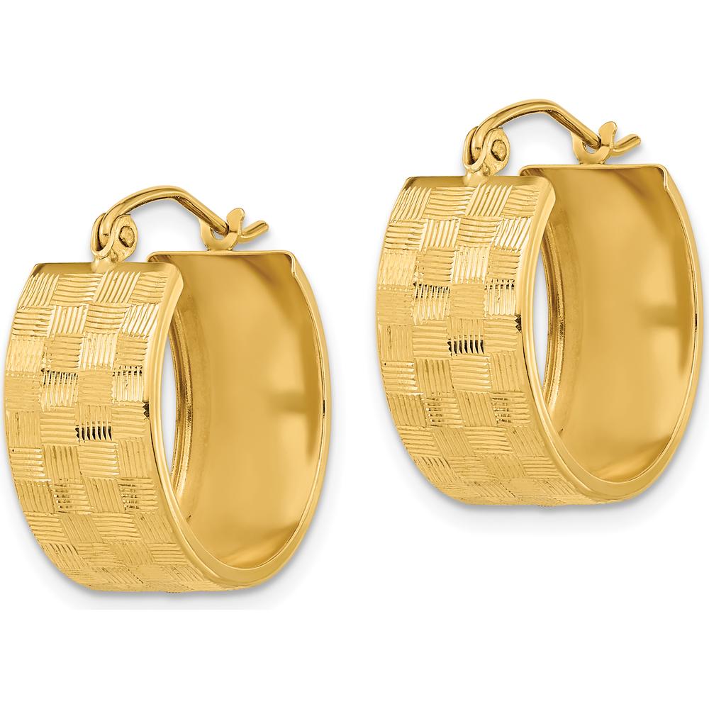 14K Yellow Gold Diamond-Cut Hoop Earrings - 19.31mm Length by 0