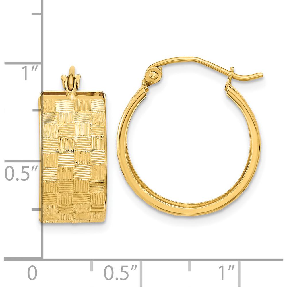14K Yellow Gold Diamond-Cut Hoop Earrings - 19.31mm Length by 0