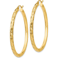 14K Yellow Gold Diamond-Cut Hoop Earrings - 45mm Length, 3mm Thickness by 0