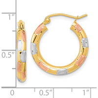 14K Yellow Gold Diamond-Cut Hoop Earrings with Rhodium Accents by 0
