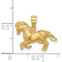 14K Yellow Gold Diamond-Cut Horse Pendant with Brushed Finish by Oro Pregiato