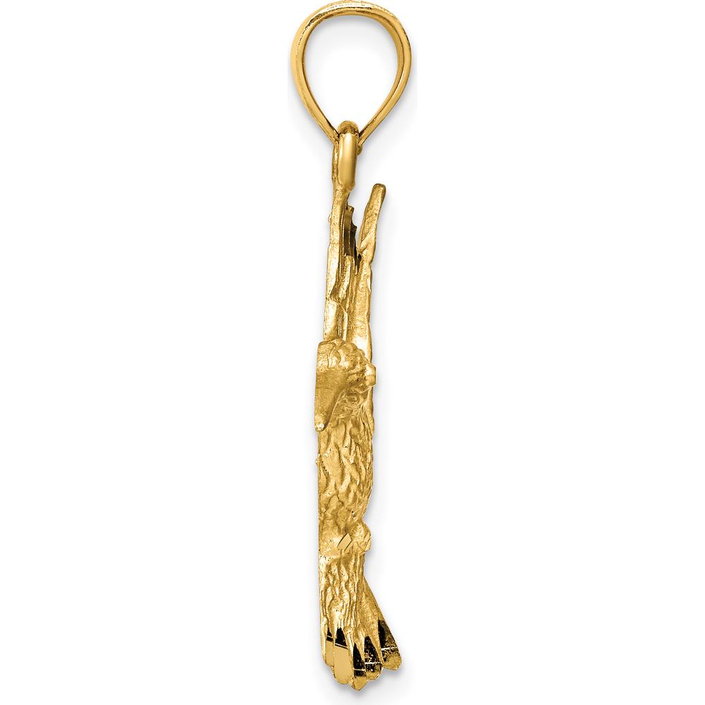 14K Yellow Gold Diamond-Cut Hummingbird Pendant - 29mm Length by Oro Pregiato