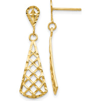 14K Yellow Gold Diamond-Cut Inverted Fan Dangle Earrings by Oro Pregiato