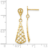14K Yellow Gold Diamond-Cut Inverted Fan Dangle Earrings by Oro Pregiato