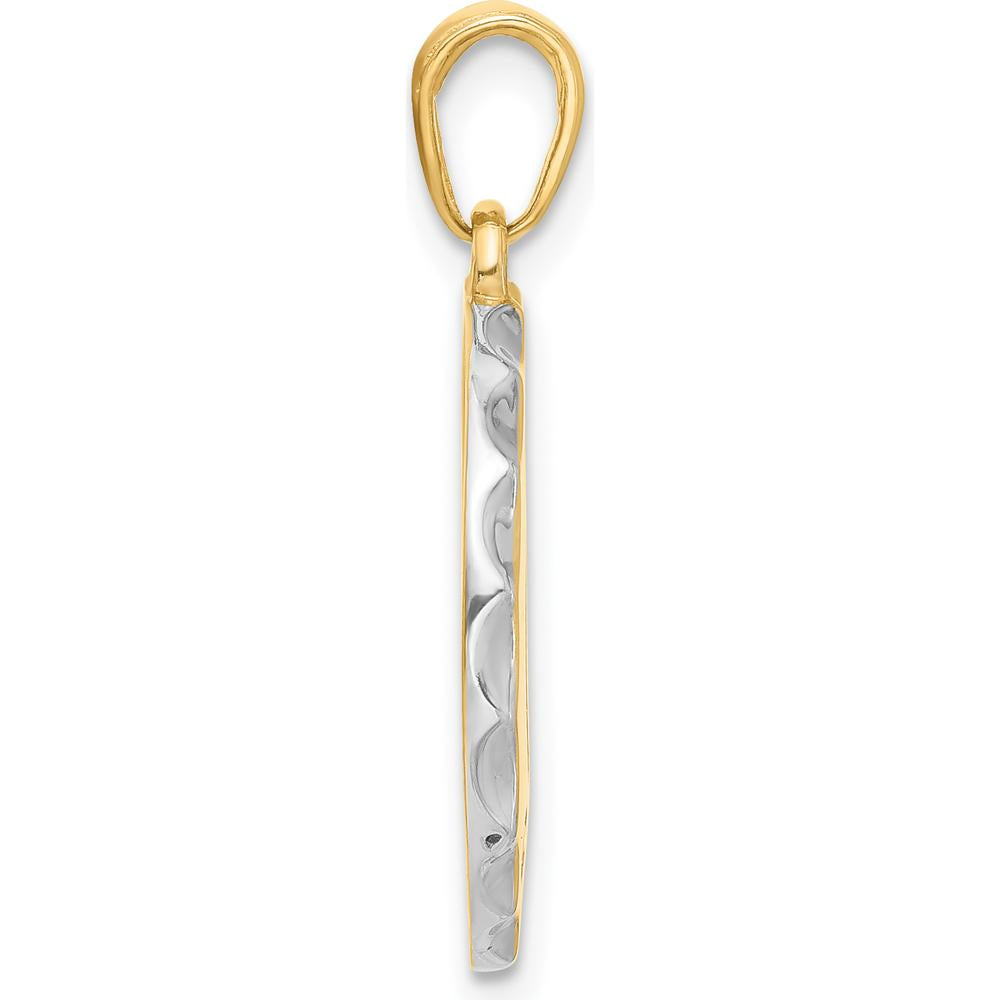 14K Yellow Gold Diamond-Cut “It’s A Girl!!!” Pendant with Rhodium Accents by Oro Pregiato
