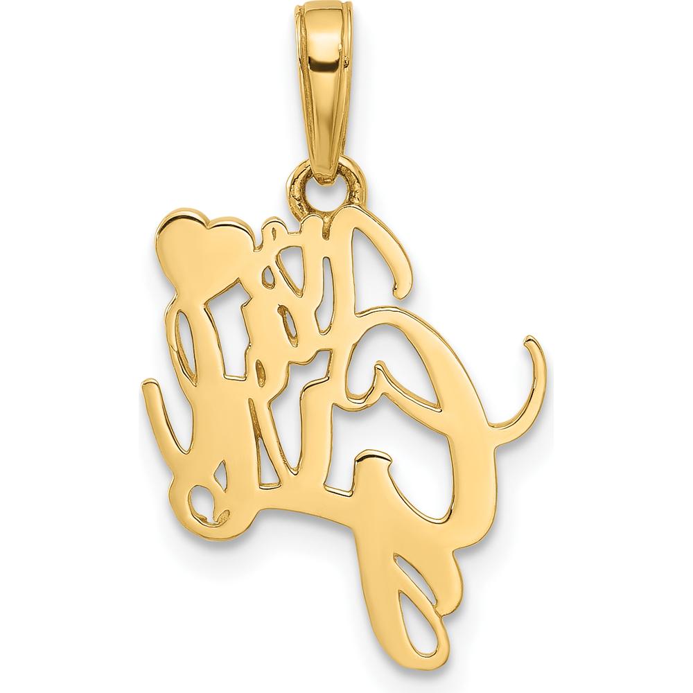 14K Yellow Gold Diamond-cut “IT’S A GIRL” Pendant with White Rhodium Heart by Oro Pregiato