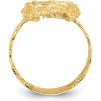 14K Yellow Gold Diamond-Cut Jesus Head Themed Ring with Polished Finish by Oro Pregiato