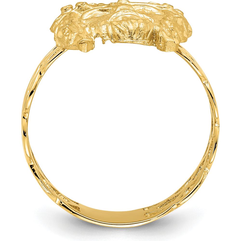 14K Yellow Gold Diamond-Cut Jesus Head Themed Ring with Polished Finish by Oro Pregiato