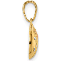 14K Yellow Gold Diamond-Cut Ladybug Pendant with Rose Rhodium Accents by Oro Pregiato