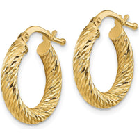 14K Yellow Gold Diamond-Cut Large Hoop Earrings - 16mm Width, 3mm Thickness by 0