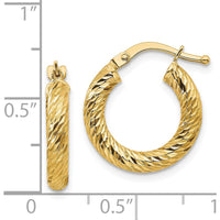 14K Yellow Gold Diamond-Cut Large Hoop Earrings - 16mm Width, 3mm Thickness by 0