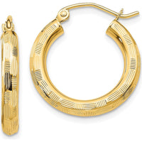 14K Yellow Gold Diamond-Cut Large Hoop Earrings - 20mm Length by 0