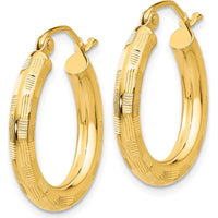 14K Yellow Gold Diamond-Cut Large Hoop Earrings - 20mm Length by 0
