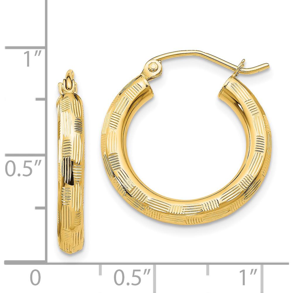 14K Yellow Gold Diamond-Cut Large Hoop Earrings - 20mm Length by 0