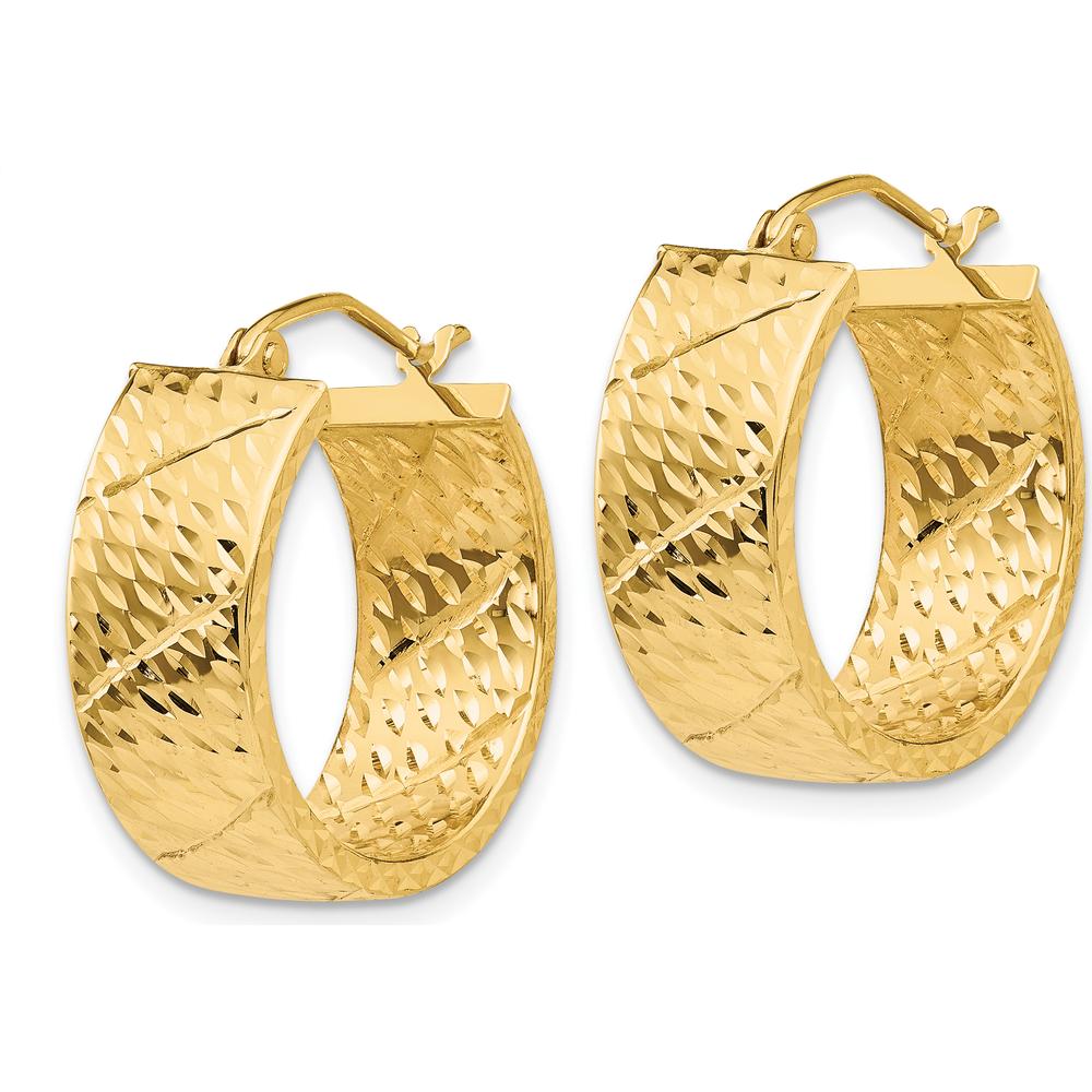 14K Yellow Gold Diamond-Cut Large Hoop Earrings - 22mm Length by 0