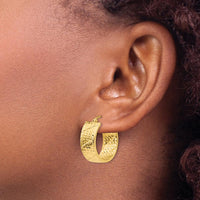 14K Yellow Gold Diamond-Cut Large Hoop Earrings - 22mm Length by 0